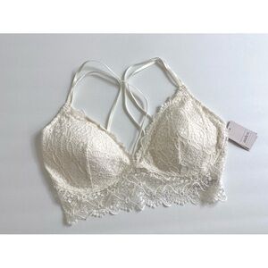 Auden Womens Lace Lightly Lined White Bralette